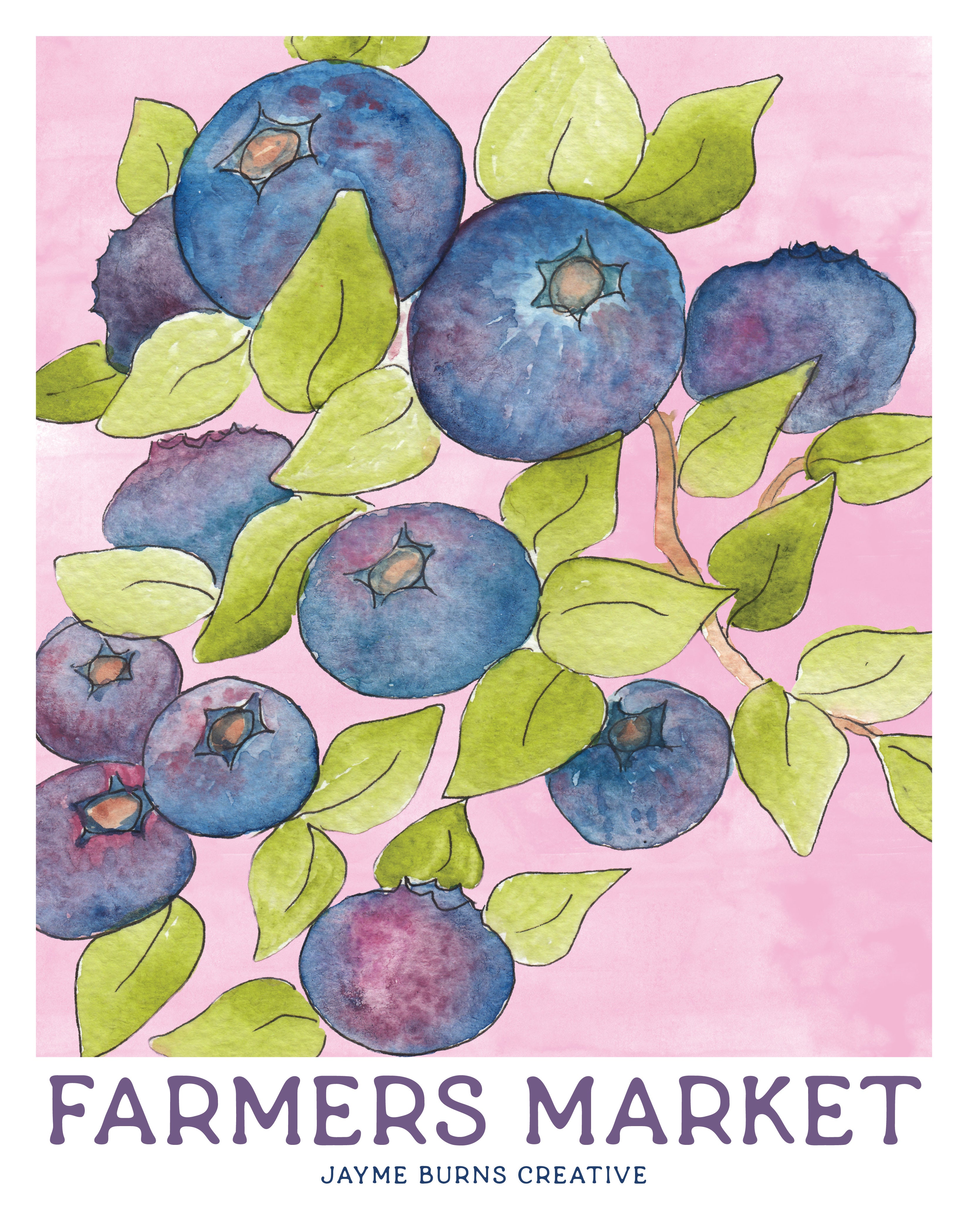 Farmers Market Print - Blueberries