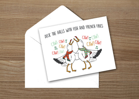 Seagulls and French Fries Christmas Card