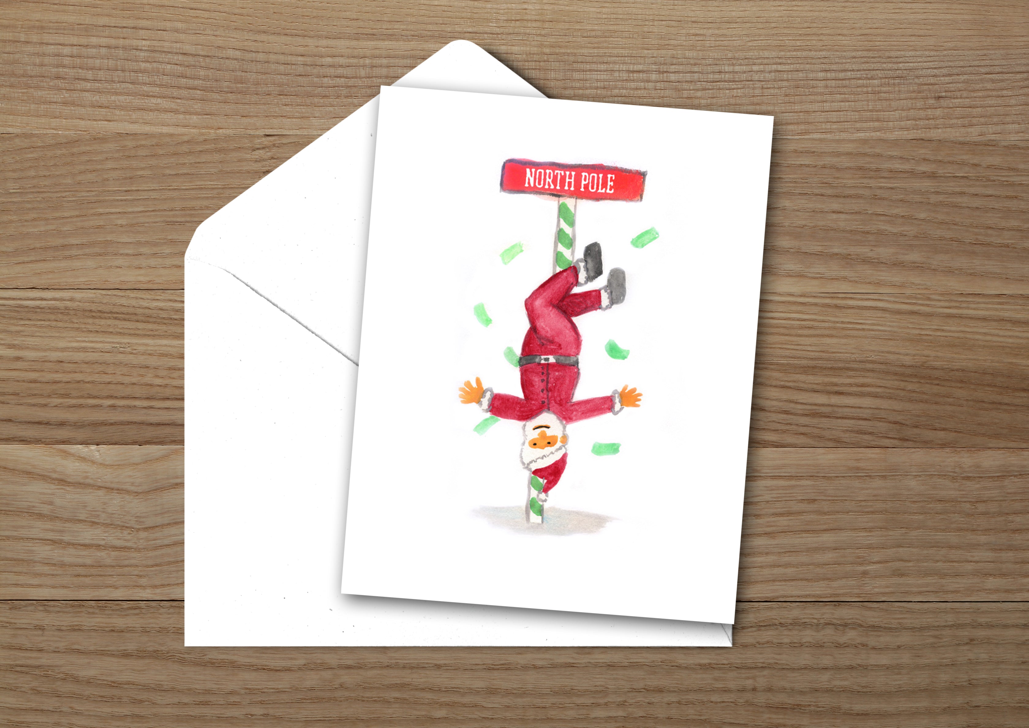 Pole Dancing Santa Christmas Card